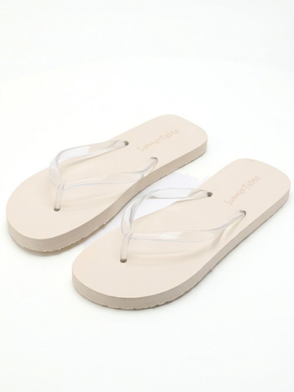 Women's Flip Flops with Clear Jelly Straps - Comfortable Minimalist Thong Sandal